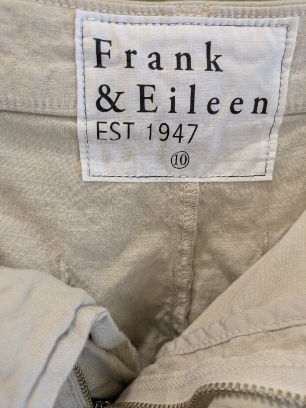 Frank & Eileen Kinsale Pants 10 Cotton Flax Crop Raw Hem Flat Front Pockets - Picture 5 of 9